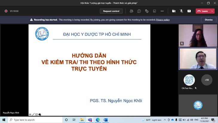 PGS. TS. Nguyễn Ngọc Khôi trình bày Hướng dẫn về kiểm tra / thi theo hình thức trực tuyến